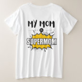 Supermom Comic Burst-T-shirt Grote Maat T-shirt (Design achterkant)