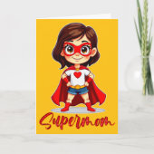 Supermom – Cute Mother Superhero Design Kaart (Voorkant)