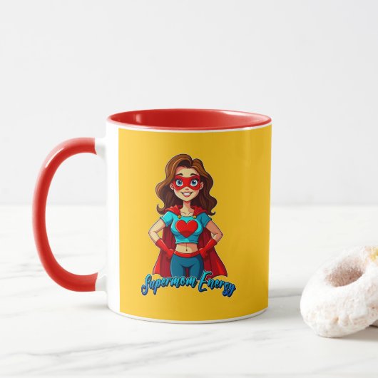 Supermom Energy – Strong Mother Illustration Mok (Met donut)