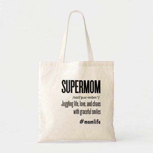 Supermom Funny Modern Schattige Mum Gezegde Tote Bag (Voorkant)