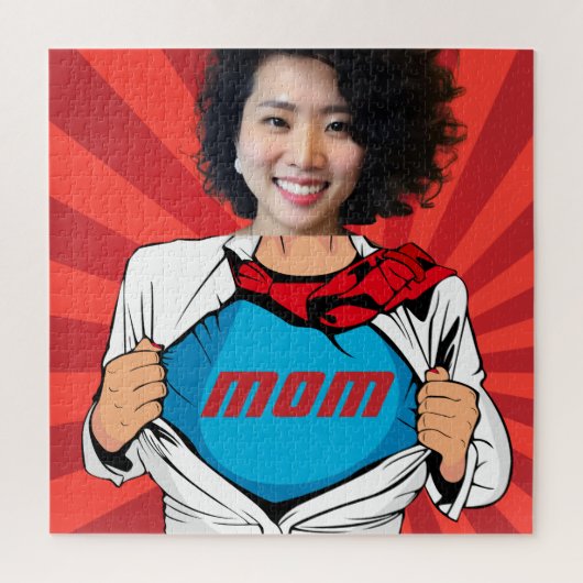 Supermom- Naam en foto  Legpuzzel (Verticaal)