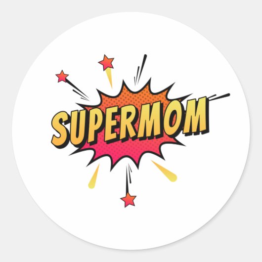 Supermom Retro Comic Pop Art | STICKER (Voorkant)