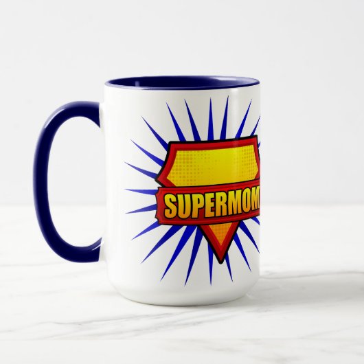 Supermom Schild Pop Art Mok (Links)