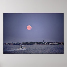 Supermoon Moonset over Marathon, Florida Poster