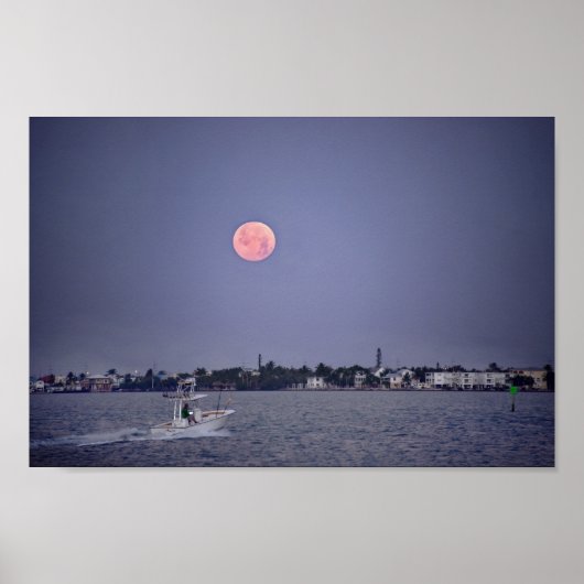 Supermoon Moonset over Marathon, Florida Poster (Voorkant)