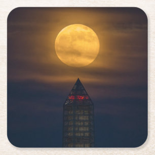 Supermoon over Washington Monument Kartonnen Onderzetters