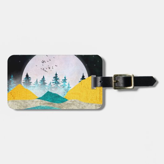 Supermoon Rising Landscape Bagagelabel (Voorkant horizontaal)