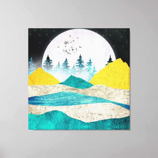 Supermoon Rising Landscape Canvas Afdruk (Voorkant)