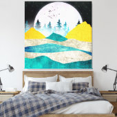 Supermoon Rising Landscape Canvas Afdruk (Insitu (Slaapkamer))
