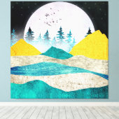 Supermoon Rising Landscape Canvas Afdruk (Insitu (Houten vloer))