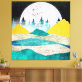 Supermoon Rising Landscape Canvas Afdruk (Insitu (Woonkamer))