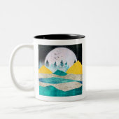 Supermoon Rising Landscape Tweekleurige Koffiemok (Links)