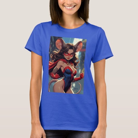 SuperMouse Vrouw vrouwen blauwe T-shirt (Voorkant)