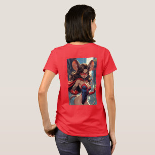 SuperMouse Vrouw vrouwen rode T-shirt achterkant