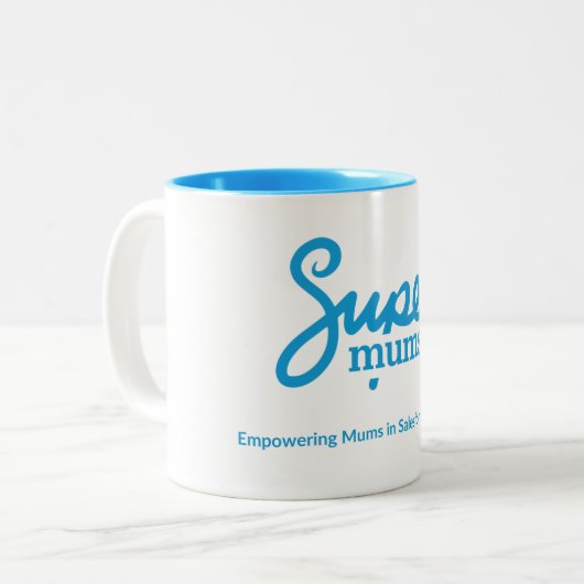 Supermums-tweetonige Mok (Voorkant links)