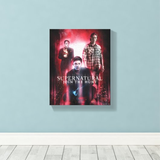 Supernatural Crowley, Dean en Sam Canvas Afdruk (Insitu (Houten vloer))