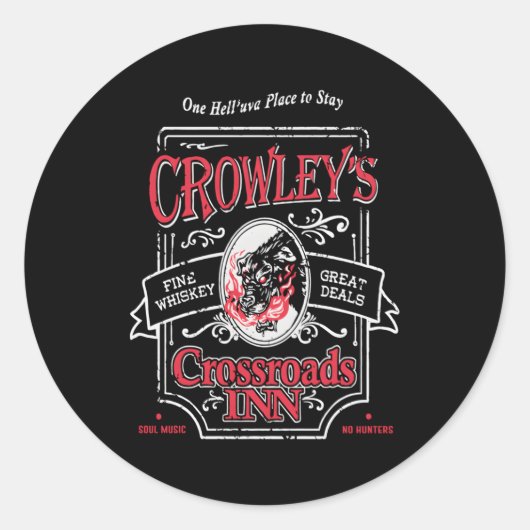 Supernatural Crowley's Crossroads Inn Ronde Sticker (Voorkant)