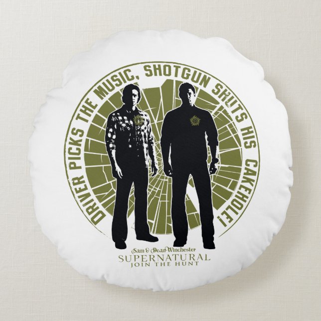 Supernatural Winchester Brothers "Shotgun" Rond Kussen (Voorkant)
