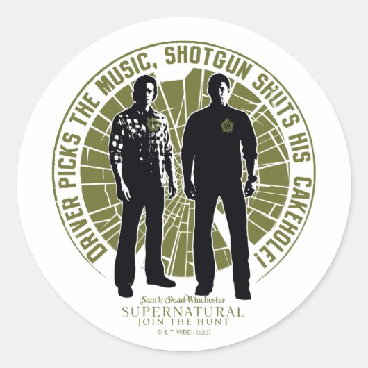 Supernatural Winchester Brothers "Shotgun" Ronde Sticker (Voorkant)