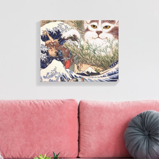 Supernatuurkat bij de Grote Golf Canvas Afdruk (Insitu (Woonkamer))