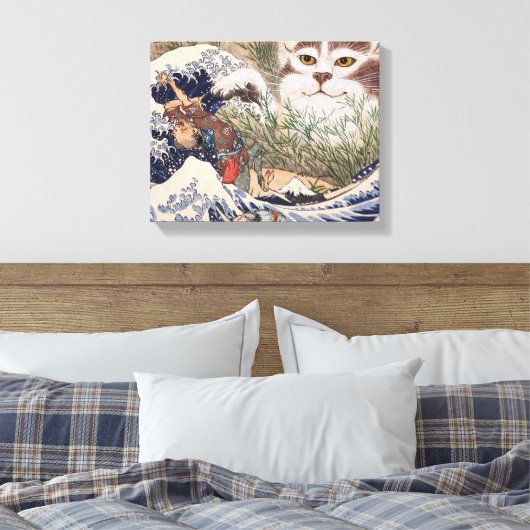 Supernatuurkat bij de Grote Golf Canvas Afdruk (Insitu (Slaapkamer))
