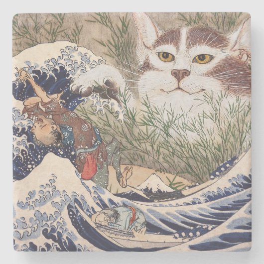 Supernatuurkat bij de Grote Golf Stenen Onderzetter (Voorkant)