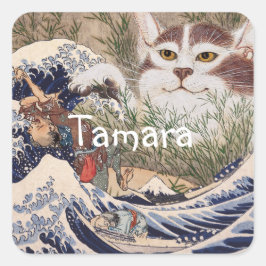 Supernatuurkat bij de Grote Golf Vierkante Sticker