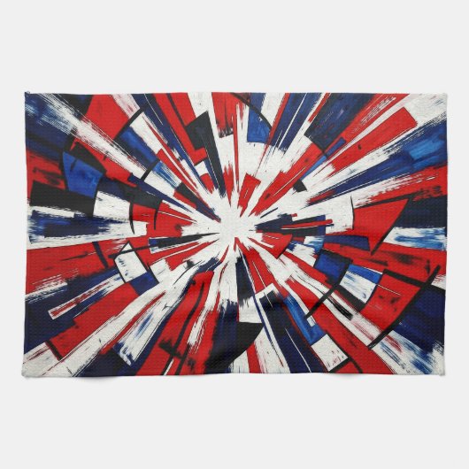 Supernova Pop – Abstracte Geometrische Explosie Theedoek (Horizontaal)