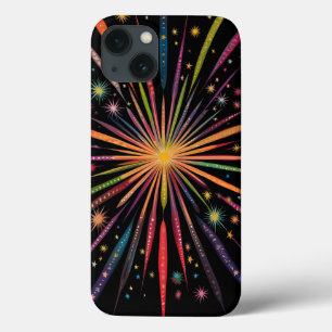 Supernova - Rainbow Stars Galaxy Black Retro Boho Case-Mate iPhone Case
