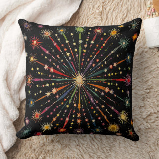 Supernova - Rainbow Stars Galaxy Black Retro Boho Kussen