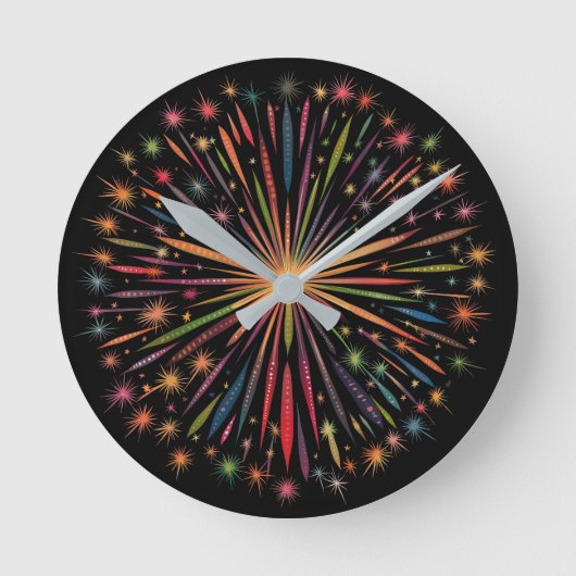 Supernova - Rainbow Stars Galaxy Black Retro Boho Ronde Klok (Voorkant)