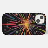 Supernova - Regenboogsterren Stelsel Zwarte Retro iPhone Hoesje (Achterkant horizontaal)