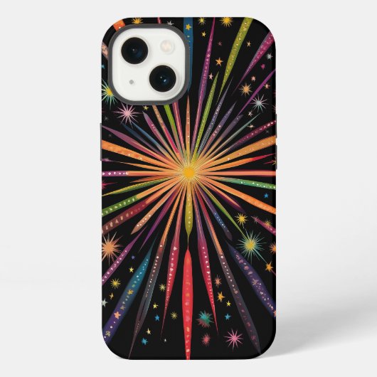 Supernova - Regenboogsterren Stelsel Zwarte Retro iPhone Hoesje (Achterkant)