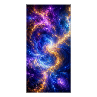Supernova Vortex: Goud & Blauwe Ruimte Kunst Perfect Poster