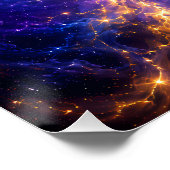 Supernova Vortex: Goud & Blauwe Ruimte Kunst Perfect Poster (Hoek)