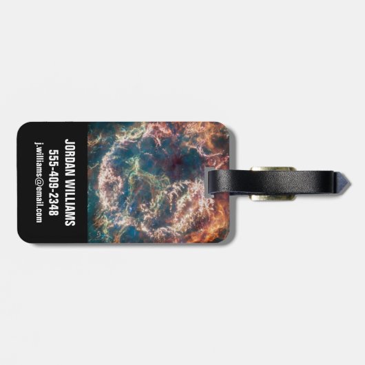 Supernovaresten Cassiopeia A. Bagagelabel (Achterkant horizontaal)