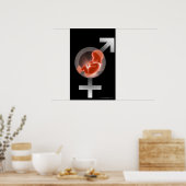 Superopgelegde foetus boven mannelijke en vrouw sy poster (Keuken)