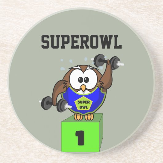 SuperOwl Zandsteen Onderzetter (Voorkant)