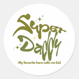 Superpapa-held voor kinderen ronde sticker