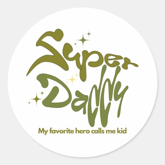 Superpapa-held voor kinderen ronde sticker (Voorkant)