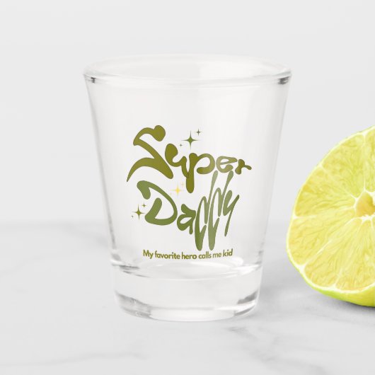 Superpapa-held voor kinderen shot glas (Voorkant)