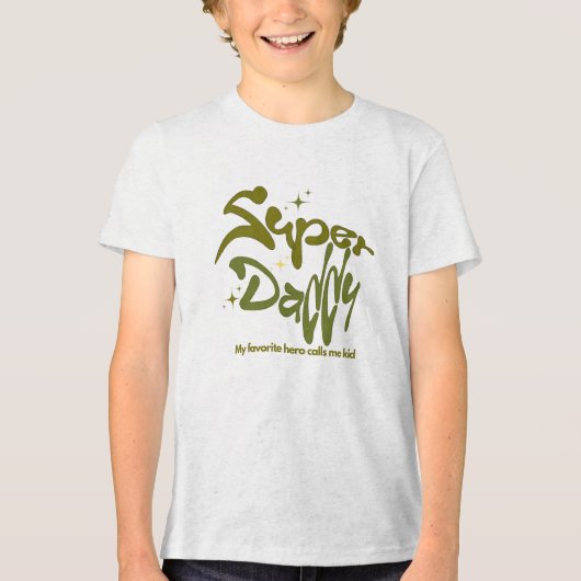 Superpapa-held voor kinderen Tri-Blend shirt (Voorkant)