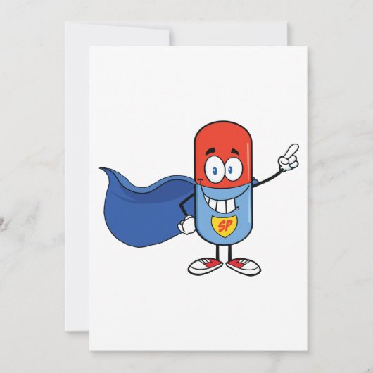 Superpil Cartoon Held Karakter Kaart (Voorkant)