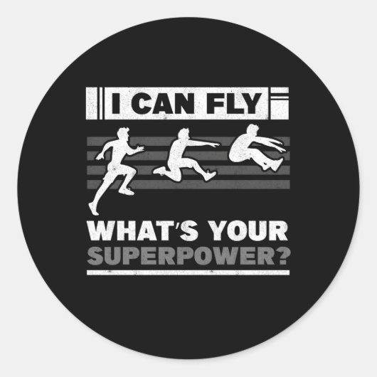 Superpower Jumg Triple Jumper Track en Field Long Ronde Sticker (Voorkant)