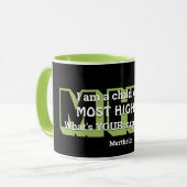 Superpower MEEST HOOG GOD - Gepersonaliseerd zwart Mok (Voorkant links)