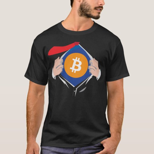 Superpowered door Bitcoin! T-Shirt (Voorkant)