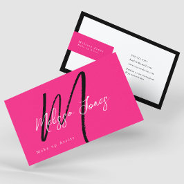 Superroze en zwart monogram legant minimalistisch visitekaartje