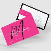 Superroze en zwart monogram legant minimalistisch visitekaartje