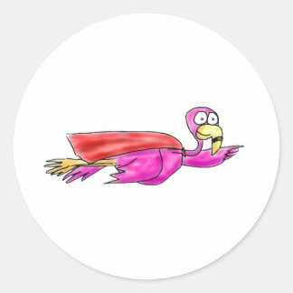 Superroze flamingo Fyling Cape Whimsical Art Ronde Sticker
