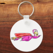 Superroze flamingo Fyling Cape Whimsical Art Sleutelhanger (Voorkant)